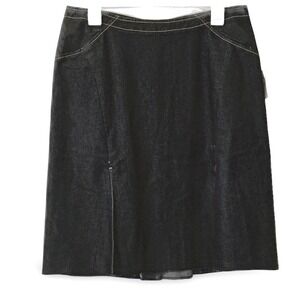 Spiegel 2000s Dark Wash Denim Midi Skirt with Front Slit Size 10
